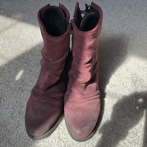 Women's Bos & Co Burgundy Suede Ankle Boots -Size 38 - Picture 4 of 5